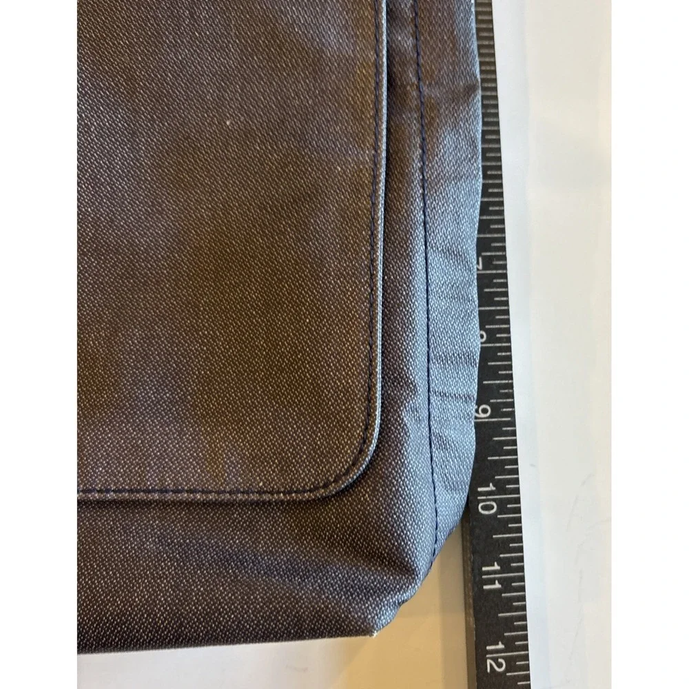 Skagen Eric Messenger Bag Heathered Navy Nylon‎ Leather Trim Large Zippers